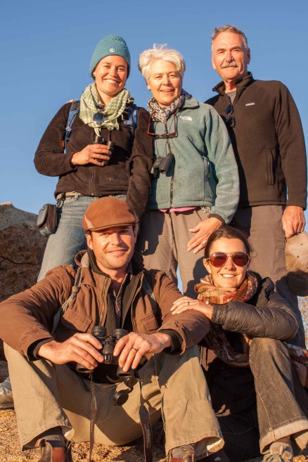 The whole family enjoys the sunset in the Erongo Mountains of central Namibia